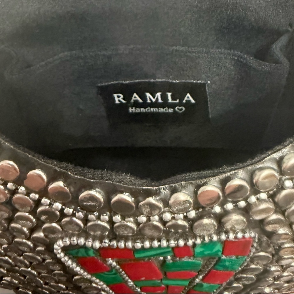EXCELLENT $235 Ramla Handmade Mosaic Silver Beaded Mini Bag Unique Collectible - Picture 5 of 10